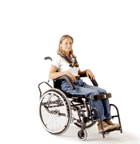Sit to Stand Wheelchair - Animation - Woman in wheelchair sitting then standing