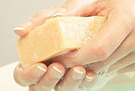 Washing hands with soap