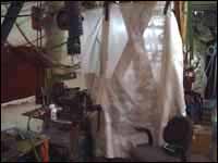 Glass cloth cover to protect equipment from being exposed to hot work.