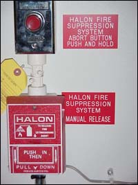 Activating mechanism for halon extinguishing system.