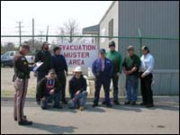 Muster area for workers evacuated off a vessel.