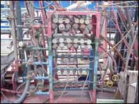 Disconnecting supply manifold for fuel gases and oxygen.