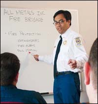 Fire response training by fire department personnel.