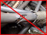 Figure 50: Improper practice - Damaged electrical cable poses shock hazard