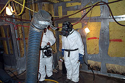 Figure 1: Ventilation and temporary lighting provided for hot work