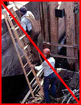 Figure 3: Improper practice - Training can prevent improper ladder use such as this