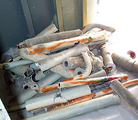 Figure 2: Ship's piping coated with asbestos