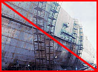 Figure 2: Improper practice - Unstable scaffolding and missing guardrails