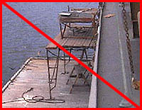 Figure 3: Improper practice - Scaffold without guardrails subject to surging motion