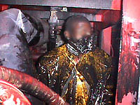 Figure 29: Worker exposed to skin and eye contact hazards from cleaners and residues