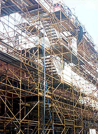 Figure 1: Independent metal pole scaffolding