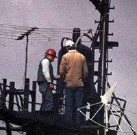 Figure 1: Unless radar and communication systems are secured to prevent emissions, workers are exposed to skin burns, electrical shock and organ damage; also rotating equipment can cause falls or amputations.