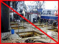 Figure 3: Improper practice - Deck openings and holes create a significant fall hazard