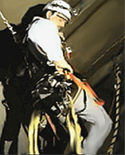 Photo courtesy of OSHA.  This picture shows a rope walker.