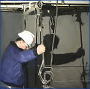 Photo courtesy of OSHA. Check connections between overhead supports and suspension assemblies.