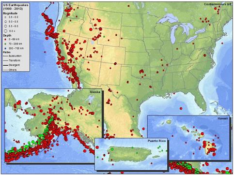 This map shows US seismic activity from 1900-2002