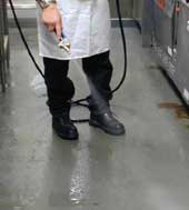 Hazard: Unplugging or plugging in electrical appliances with wet hands or while standing on a wet surface