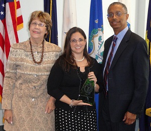 From left: OSHA Regional Administrator Marthe Kent, DOL Employee of the Year Jennifer Nohl, DOL Assistant Secretary for Policy William E. Spriggs.
