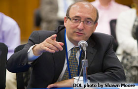 Assistant Secretary Dr. David Michaels addresses members of the National Advisory Committee on Occupational Safety and Health (NACOSH) June 20, 2012 in Washington, D.C.