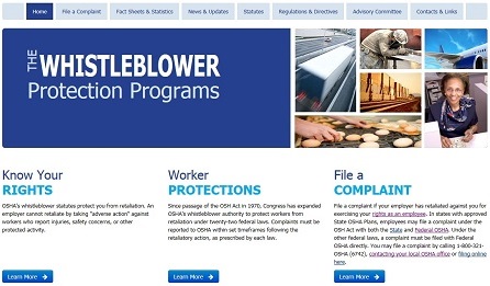Whistleblower Protection Programs Web page