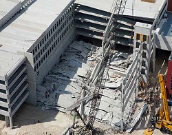 Aerial view of collapsed garage