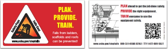 OSHA's Fall Prevention Campaign Wallet Cards: