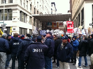 Triangle Shirtwaist Fire Commemoration held on corner of Washington Place and Greene Street in Greenwich Village