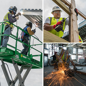 Photos of construction workers