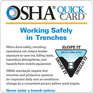 OSHA QuickCard - Working Safely In Trenches