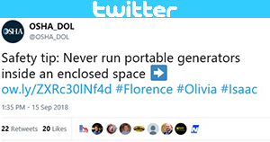 Safety tip: Never run portable generators inside an enclosed space