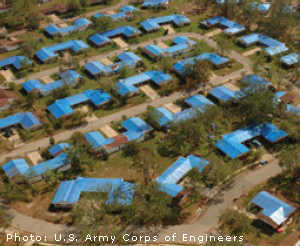 Photo of blue roof tarps | U.S. Army Corps of Engineers