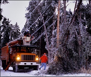 Photo of workers in winter conditions