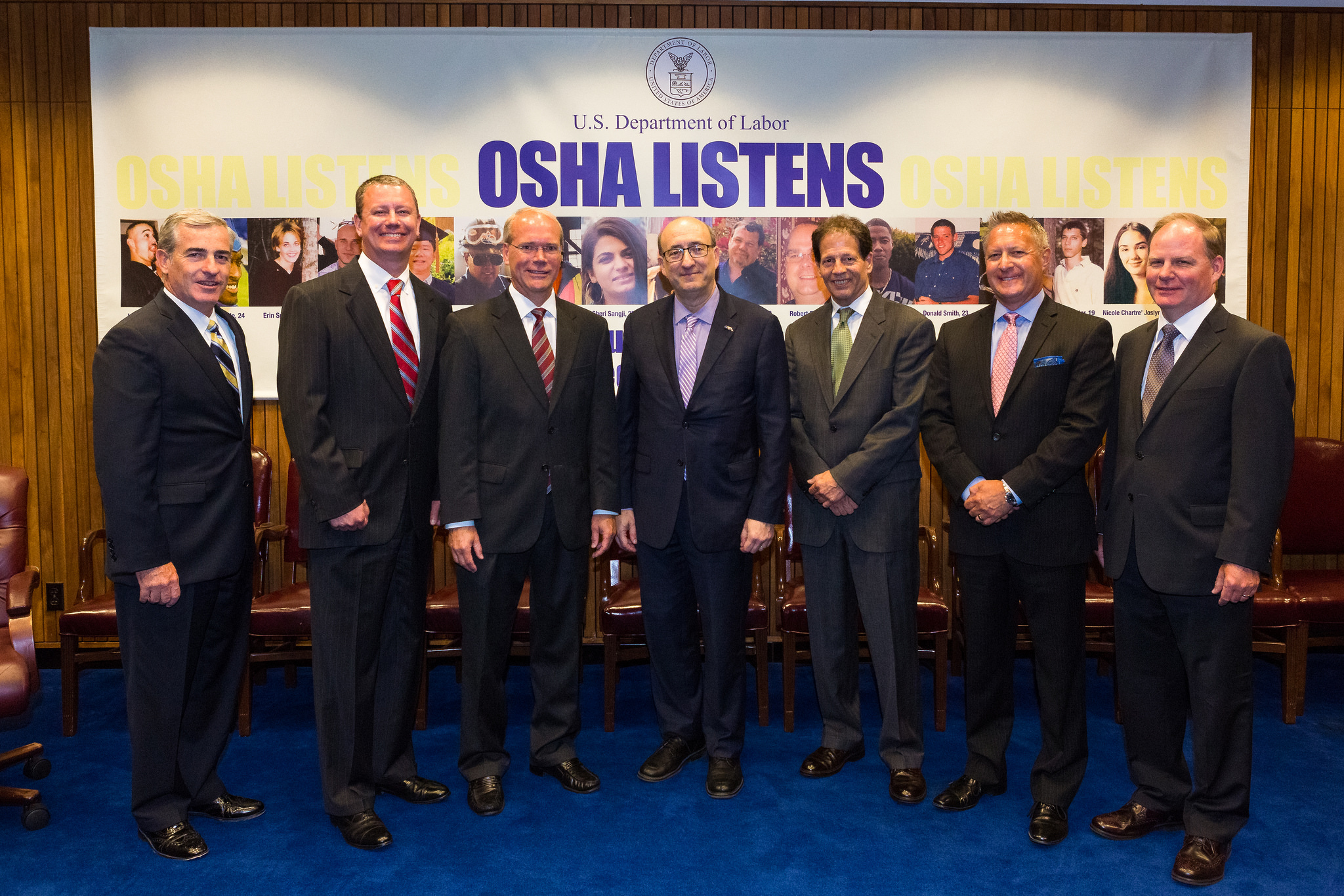 then-Assistant Secretary Dr. David Michaels, USDOL-OSHA (center) with representatives of the Industrial Truck Association on June 13, 2016.