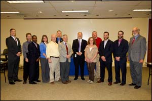 then-Deputy Assistant Secretary Jordan Barab, USDOL-OSHA, with the Alliance Program Construction Roundtable meeting attendees, including Luke George, Manager, Government Affairs, NSC, and Nigel Elis, Volunteer, NSC Construction Division, at the Department of Labor on March 8, 2012.