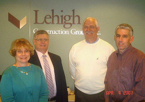 (L-R) Patricia K. Clark, Regional Administrator, Region II, USDOL-OSHA; Art Dube, Area Director, Buffalo, New York Area Office, USDOL-OSHA; Tom Glomb, Vice President, Lehigh Construction Group, Inc.; and David Knauss, President, Lehigh Construction Group, Inc.