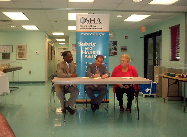 Left to right: John Williams, Board of Directors President, OSHA's Ft. Lauderdale Area Director Luis Santiago, and Toni Burrows, Executive Vice President of the Safety Council.