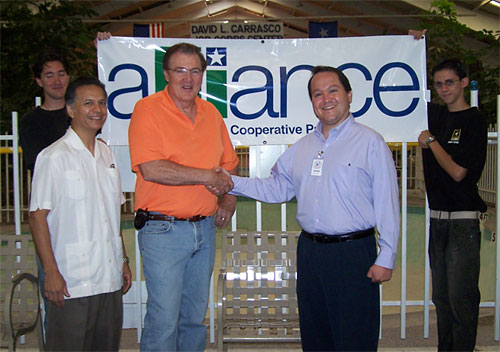 Attending the signing ceremony were (from left to right) C. Scott Parks, Student, David L. Carrasco Job Corps Center; Juan Lechuga, Director of Vocational Training, David L. Carrasco Job Corps Center; John O. Crosby, Center Director, David L. Carrasco Job Corps Center; Michael Rivera, Assistant Area Director, Region VI, El Paso, Texas District Office; and Taylor Poole, Student, David L. Carrasco Job Corps Center.