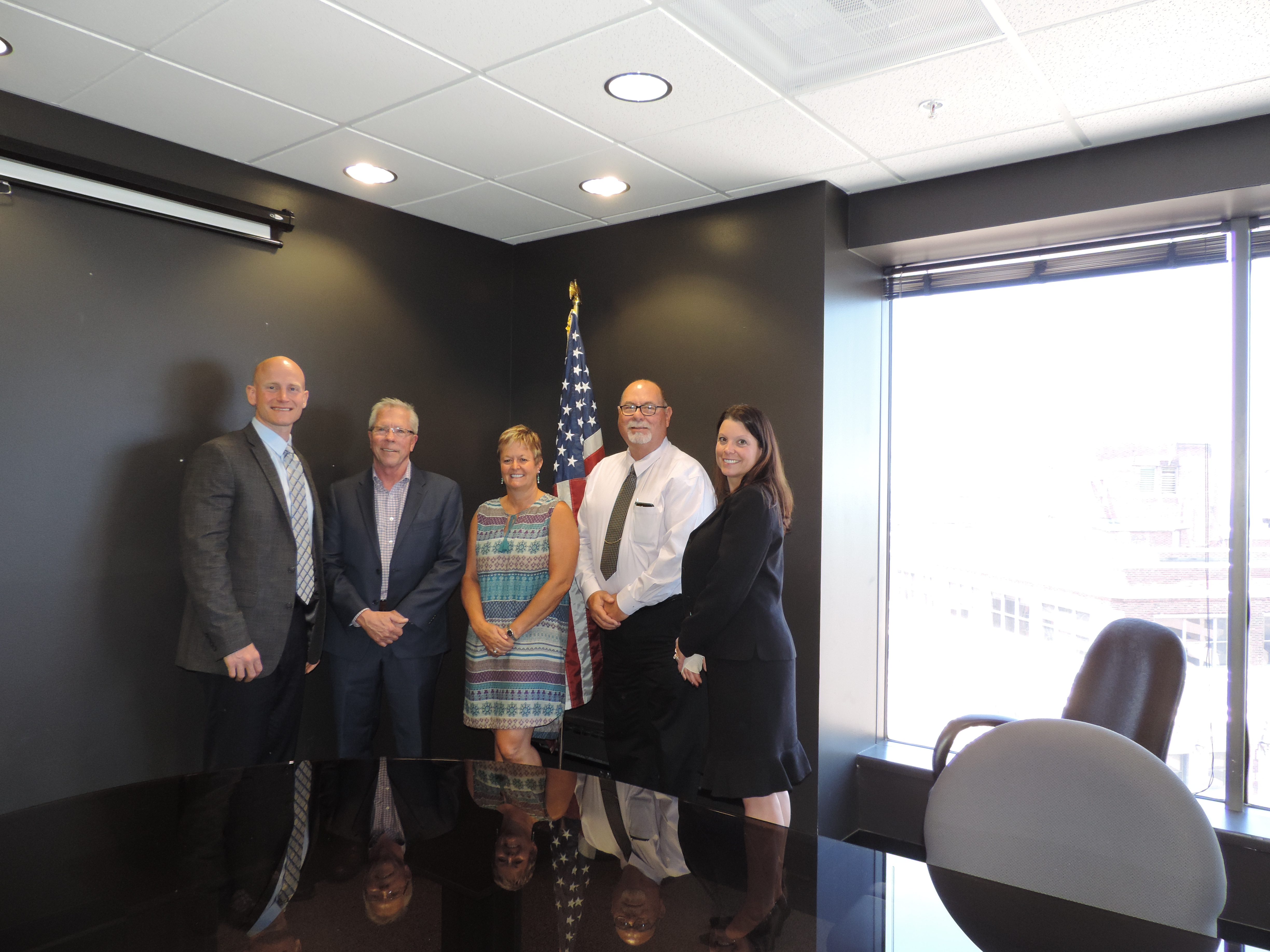Standing (Left to Right): Ryan Hodge, Wichita Area Office Director; Bob Daly, SMACNA-KC President; Stacey Smyly, SMACNA-KC Executive Director; Steve Ratliff, SMACNA-KC Safety Manager; Karena Lorek, Kansas City Area Office Director