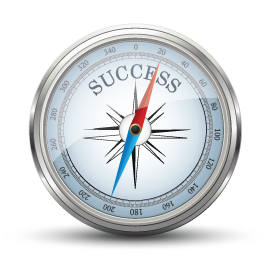 Compass pointing to success