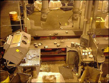 Figure 4. An inspection station equipped with an exhaust hood and air drops.