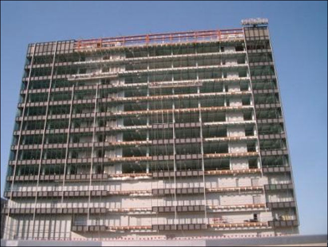 Hoffman LaRoche Building 76 with the glass curtain wall system removed