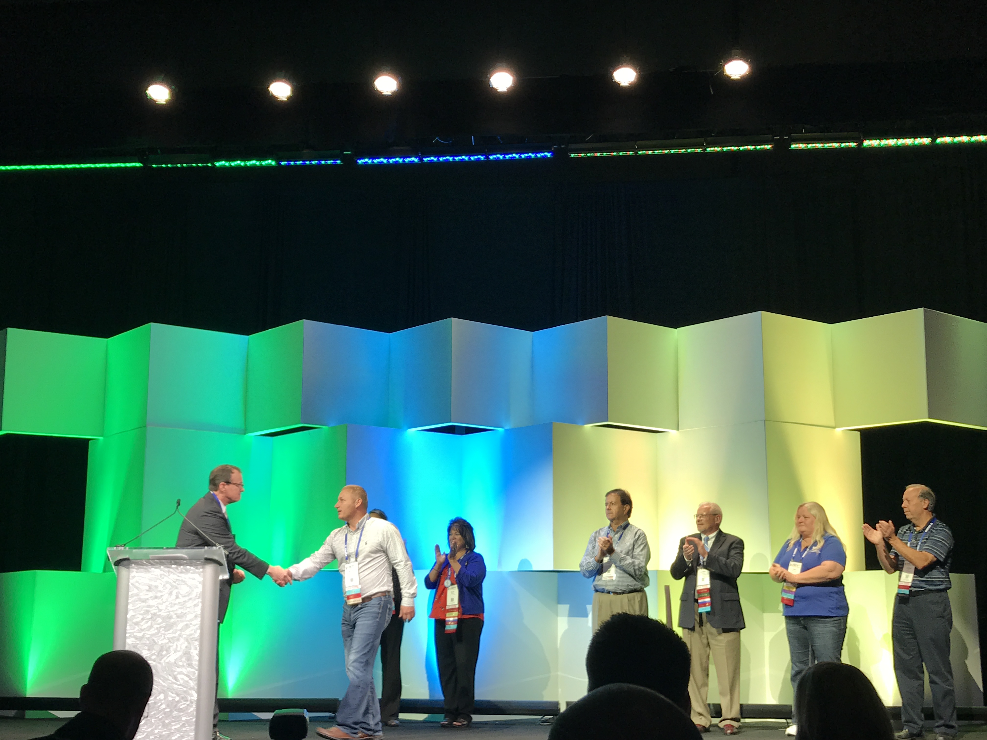 Acting Deputy Assistant Secretary of OSHA, Thomas Galassi, with winner, Michael Yount, WW Wood Products, Dudley, Missouri