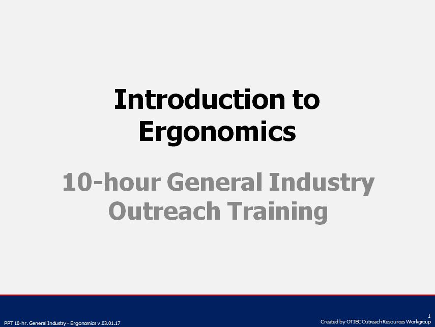 Introduction to Ergonomics