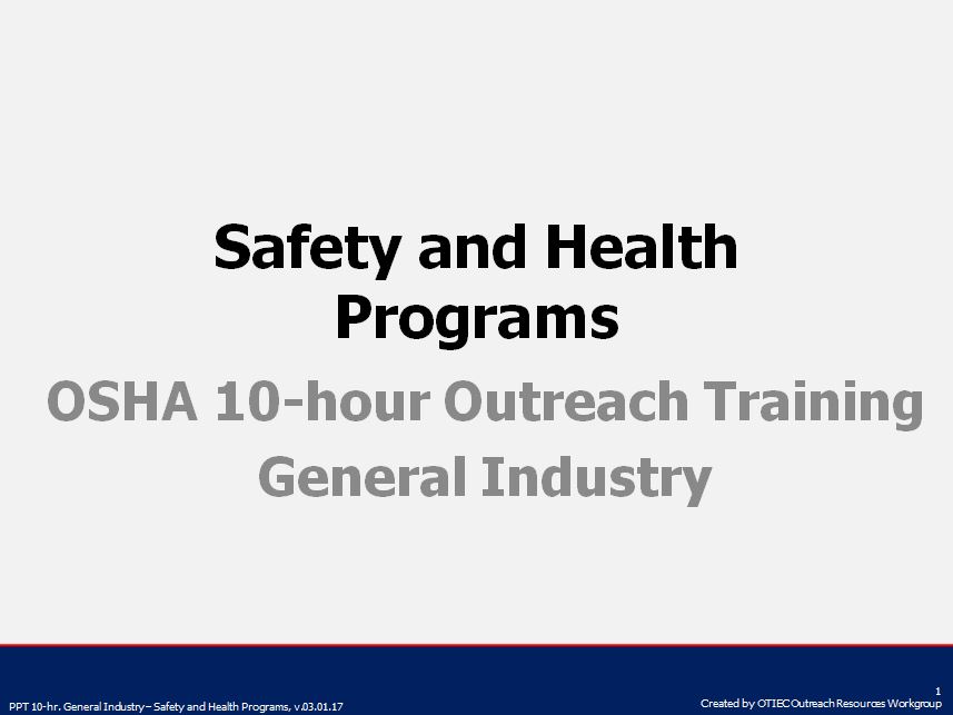 Safety and Health Programs