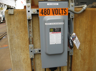 distribution panel noting 480 volts