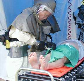 Use blunt scissors to cut away clothing