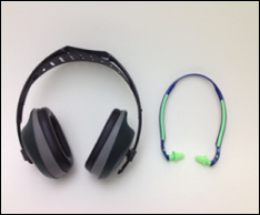 Photograph of an earmuff and hearing band. For problems with accessibility in using figures, illustrations in this document, please contact the Directorate of Technical Support and Emergency Management at (202) 693-2300.
