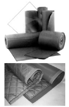 Photographs of dense but flexible barrier material. For problems with accessibility in using figures, illustrations in this document, please contact the Directorate of Technical Support and Emergency Management at (202) 693-2300.