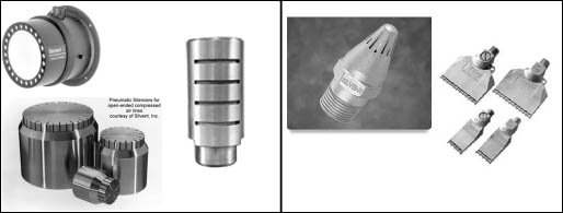 Photographs of various pneumatic and compressed air systems separated into two categories - air exhaust and service-type. For problems with accessibility in using figures, illustrations in this document, please contact the Directorate of Technical Support and Emergency Management at (202) 693-2300.
