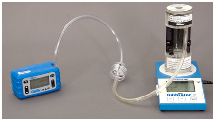 Figure F-4. Cassette Attached to Electronic Bubble Meter for Pump Calibration